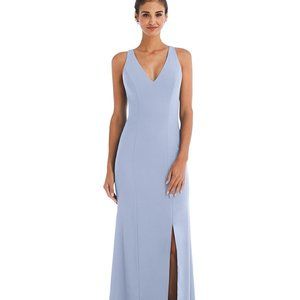 Criss-Cross Cutout Back Maxi Dress with Front Slit...TH050...Sky Blue...Size 18